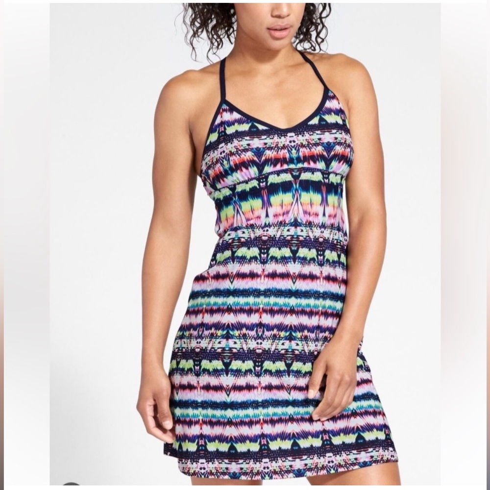 Athleta Ikat multicolor swim dress. Size Large